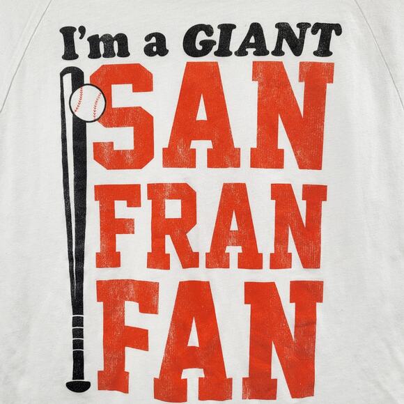 Vtg Body Rags I AM A GIANT SAN FRAN FAN Baseball Graphic Tee Made in USA Size L - Picture 2 of 7